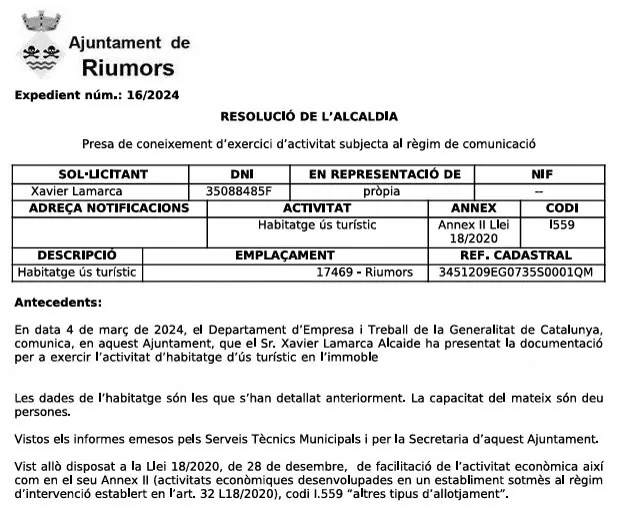 Mayor's resolution — activity licence