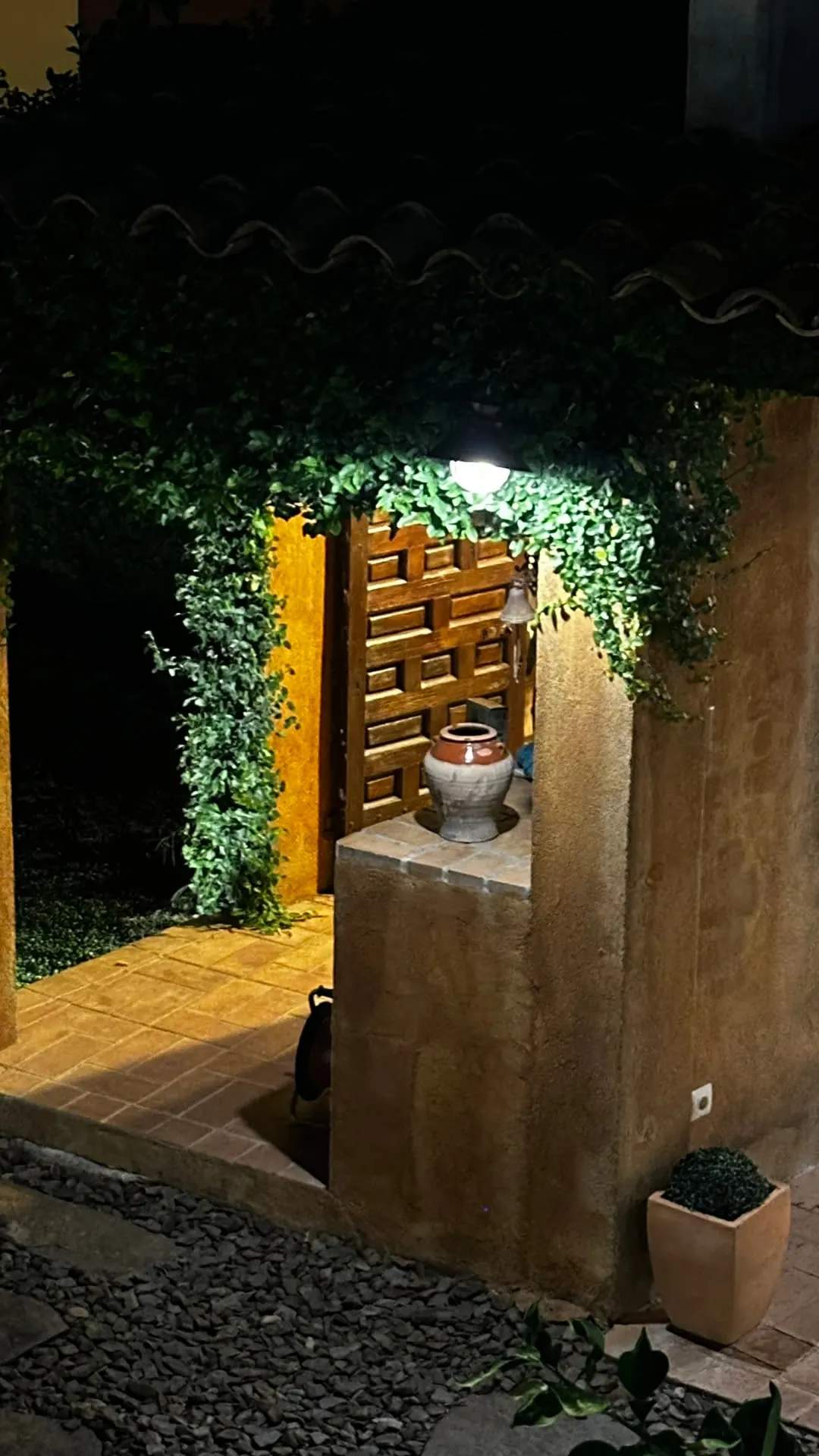 House entrance at night