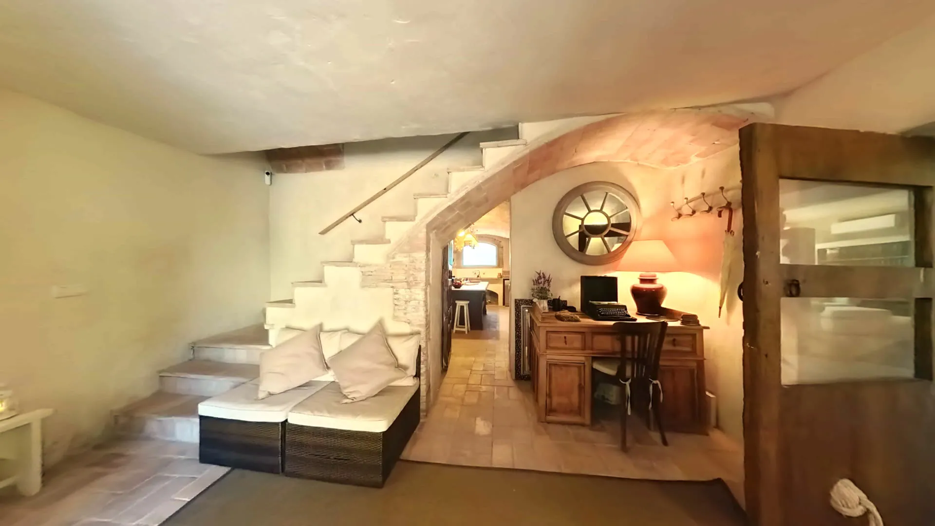 Hall with staircase and study corner