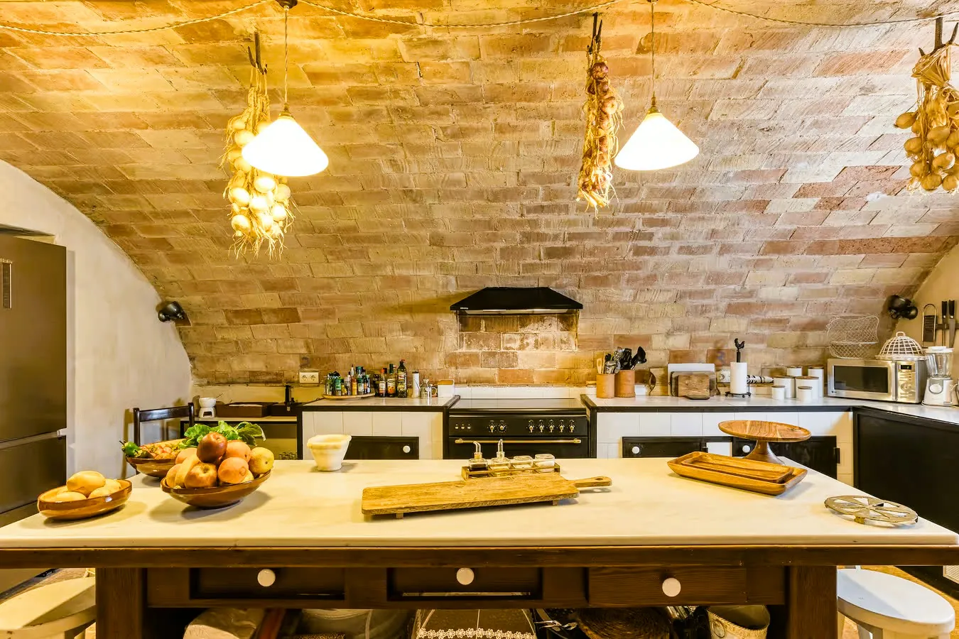 Vaulted kitchen with island