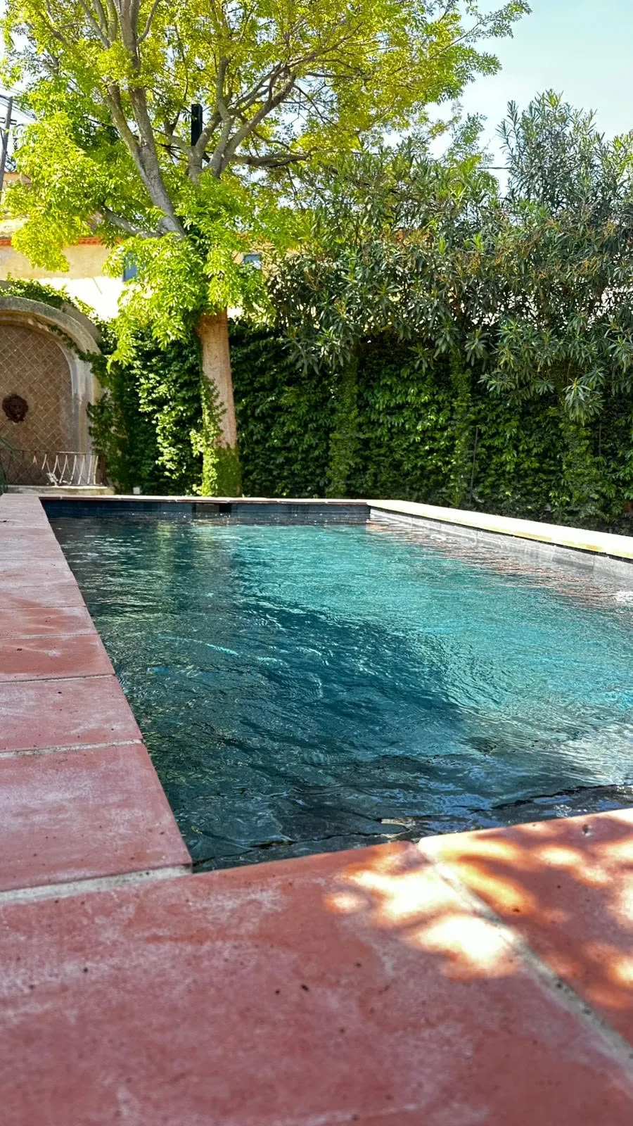 Pool with terracotta deck